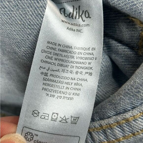 Adika Blue Light Jeans Distressed With Side Slits Button Fly Distressed Sz L New - Picture 8 of 10